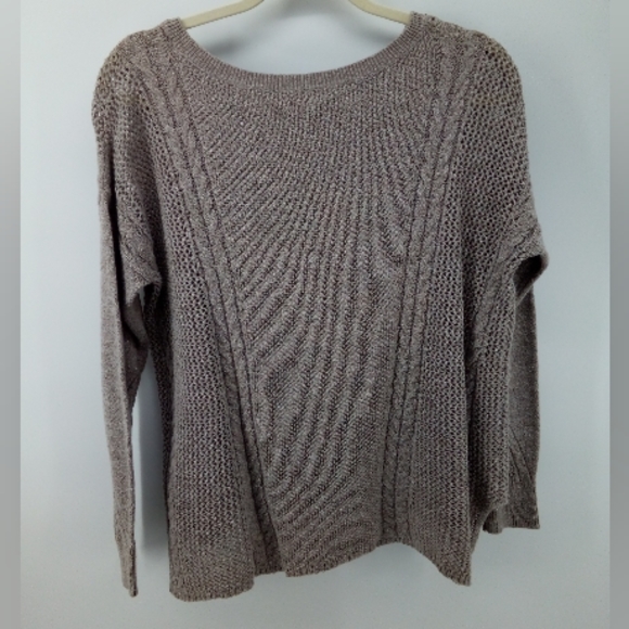 AEO 2017 Wool Cotton Blend Open Knit Oatmeal Tan Sweater S Beach Summer Fall - Picture 4 of 13